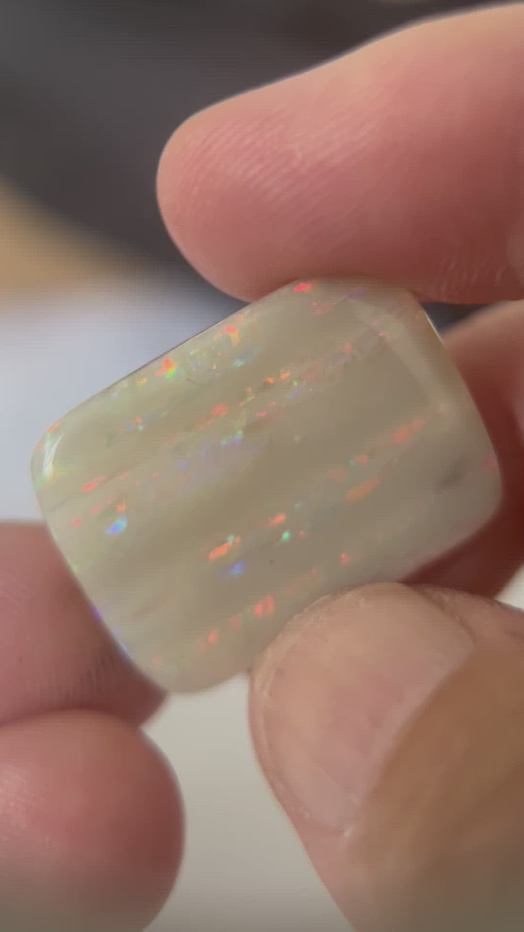 Large vertical Grawin displaying lines of magnificent colours. Can be cut or made into a huge pendant, or just kept for a perfect specimen.