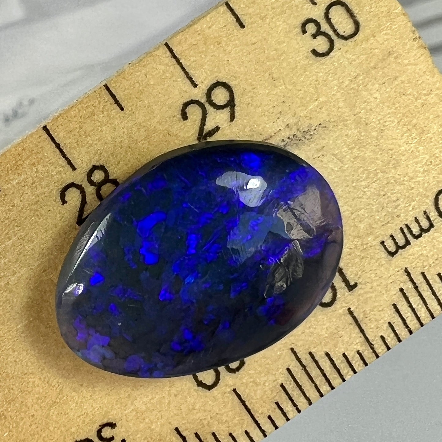 Beautiful blue black cut stone from Lightning Ridge. Originally from the Tunnel Rats and supplied by Phoenix Gems. Would make a perfect pendant.