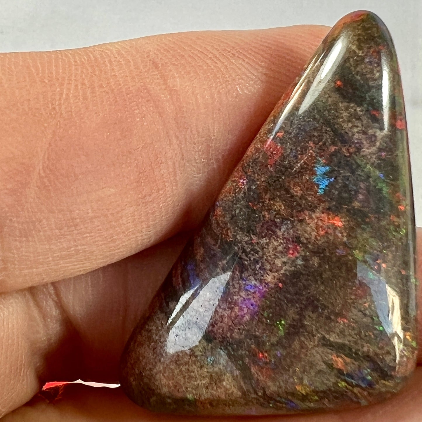 A large 30ct Andamooka Matrix opal with lovely colours and a great polish.