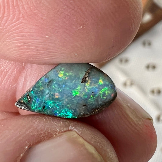 Boulder opal from Winton displaying great colours. Would make a lovely ring stone.