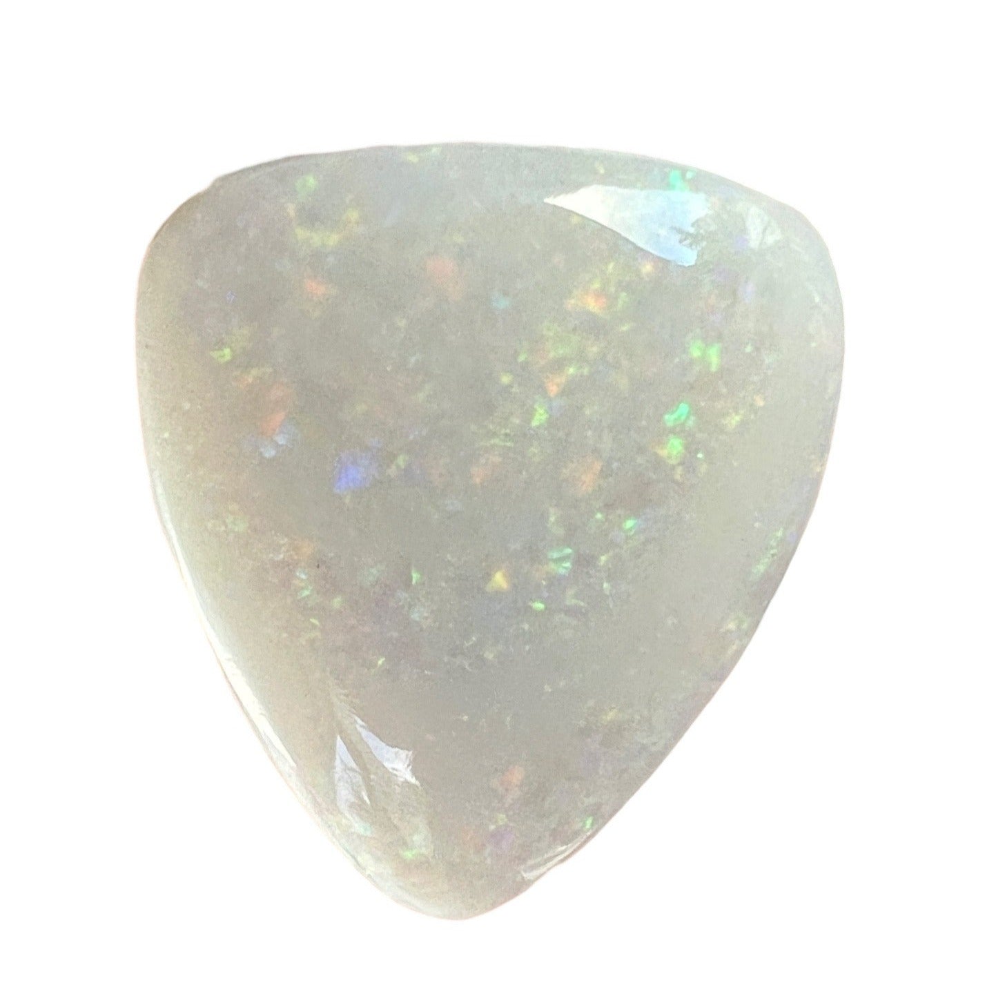 Coober Pedy solid white opal with Pin Fire colours. Quite large, and polished well, ready to make a pendant.