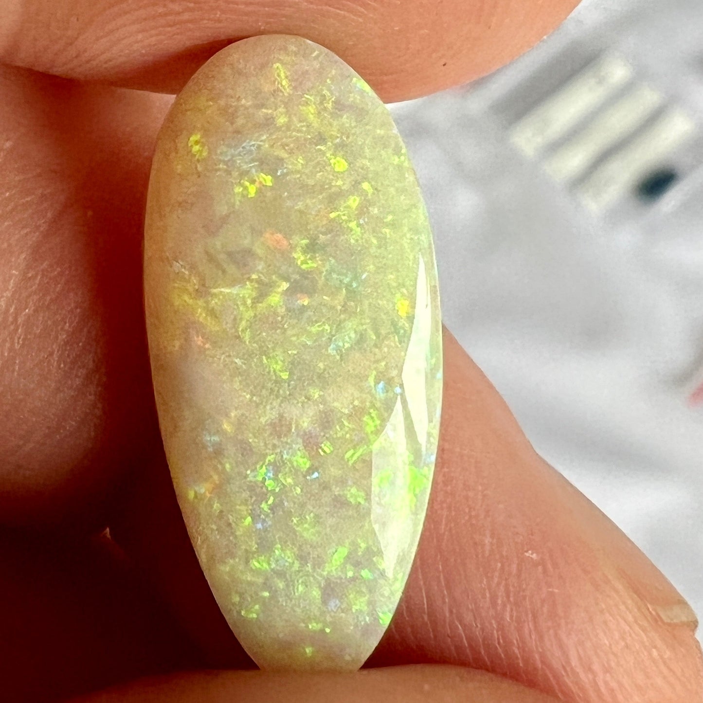 Teardrop shaped large Coober Pedy solid white opal. Ready for jewellery.