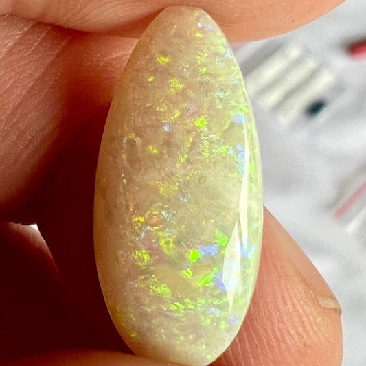Teardrop shaped large Coober Pedy solid white opal. Ready for jewellery.