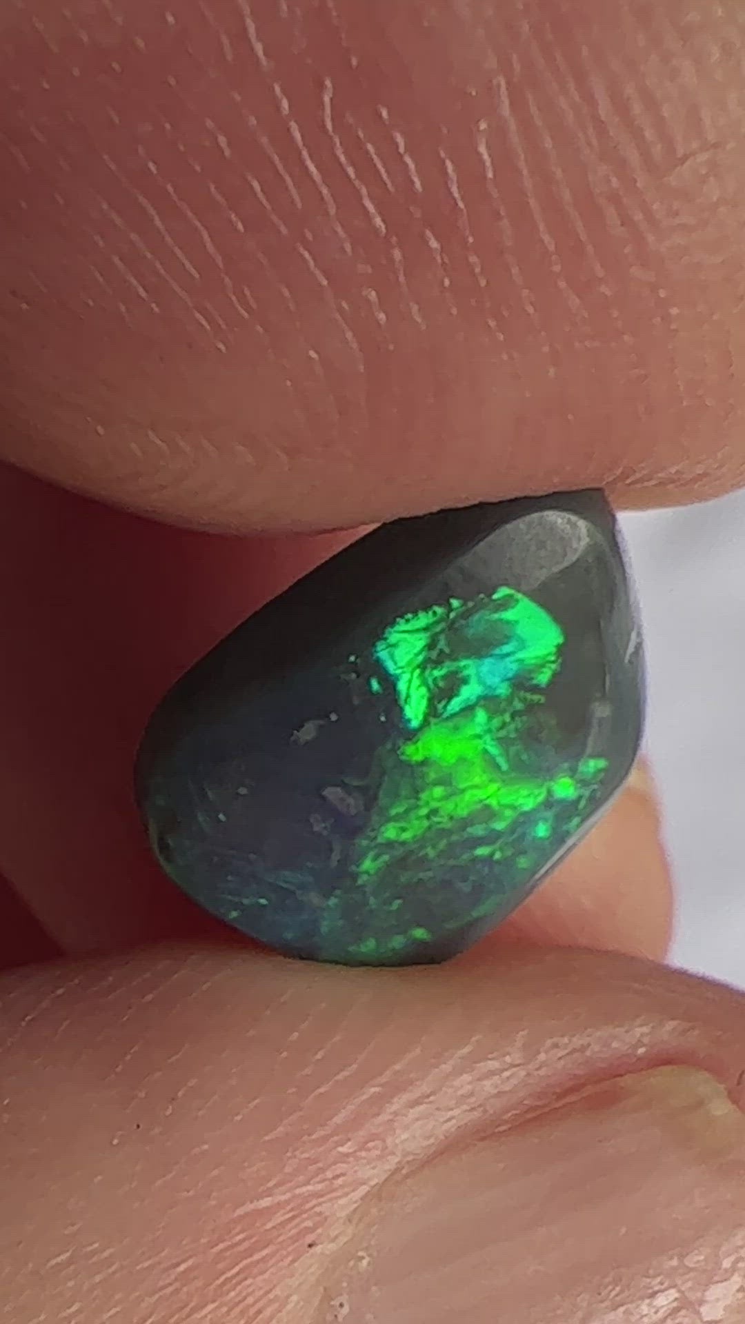 This solid black opal from Lightning Ridge is a great stone. Requires an expert finish.