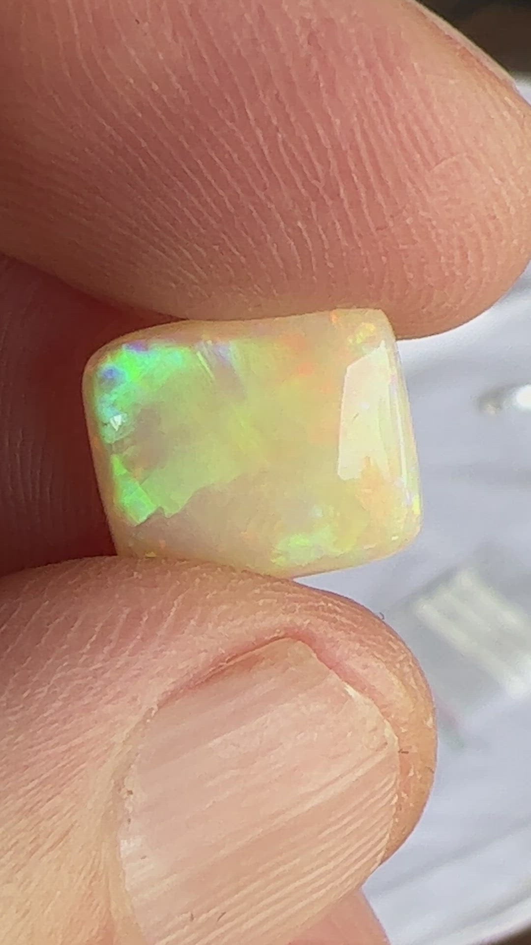 Beautiful Lightning Ridge cushion cut stone. Top polished wonderfully. Full of colour.