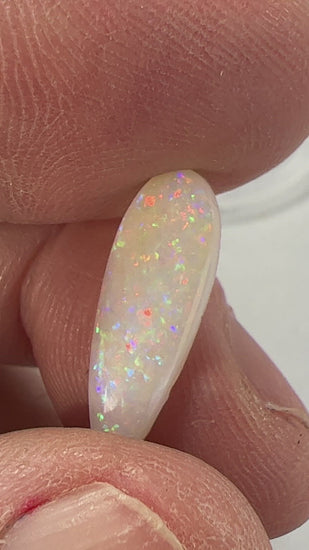 A lovely teardrop cut 2.5ct solid white Coober Pedy opal. A great example, cut by Bill Johnson.