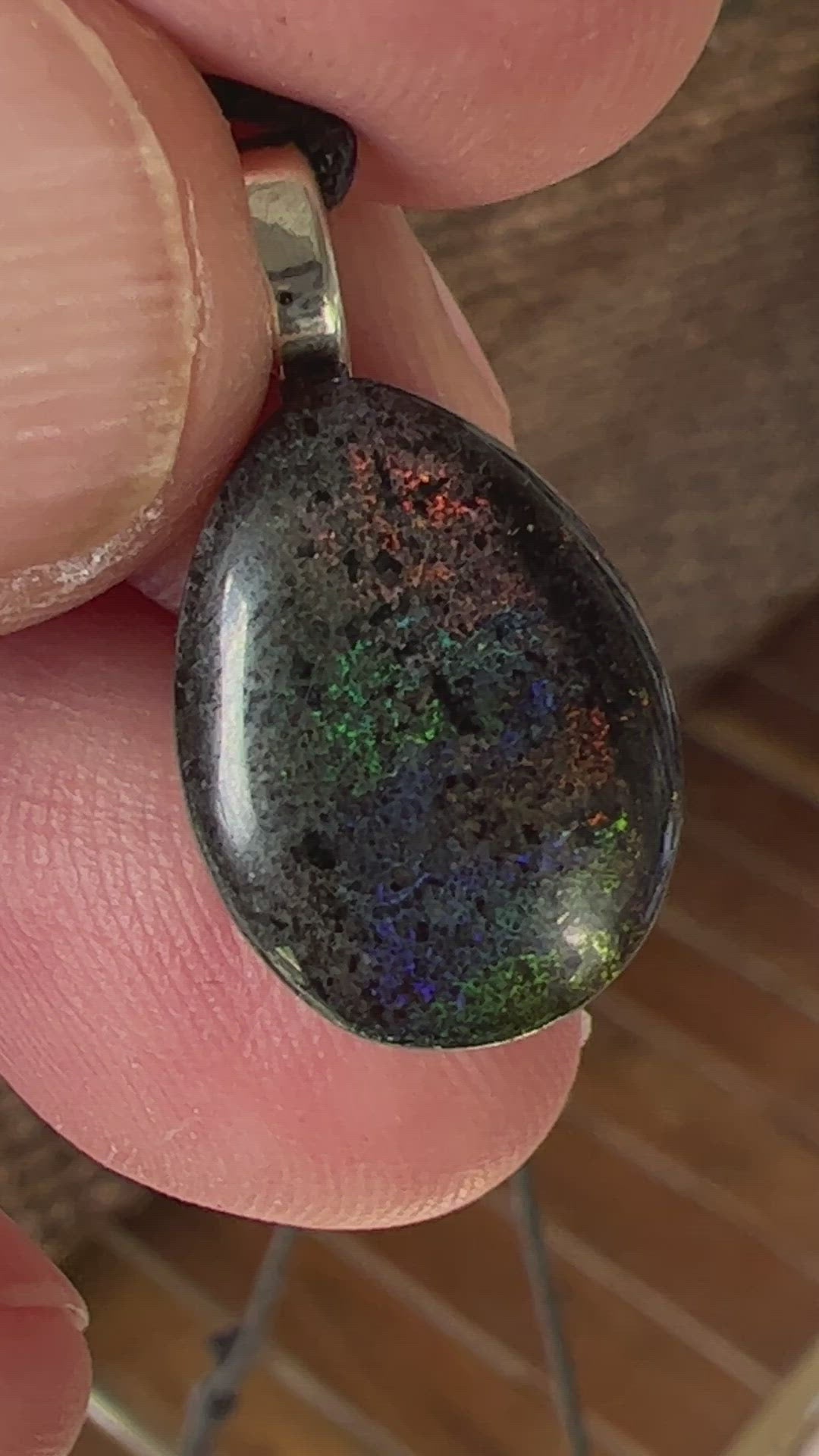 Andamooka Matrix opal pendant displaying great colours. Ready to wear.