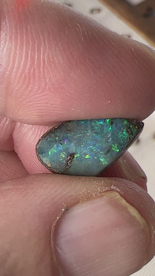 Boulder opal from Winton displaying great colours. Would make a lovely ring stone.