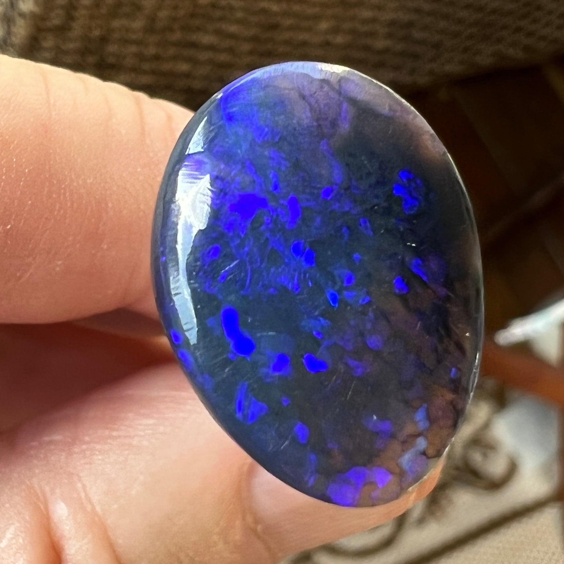 Beautiful blue black cut stone from Lightning Ridge. Originally from the Tunnel Rats and supplied by Phoenix Gems. Would make a perfect pendant.