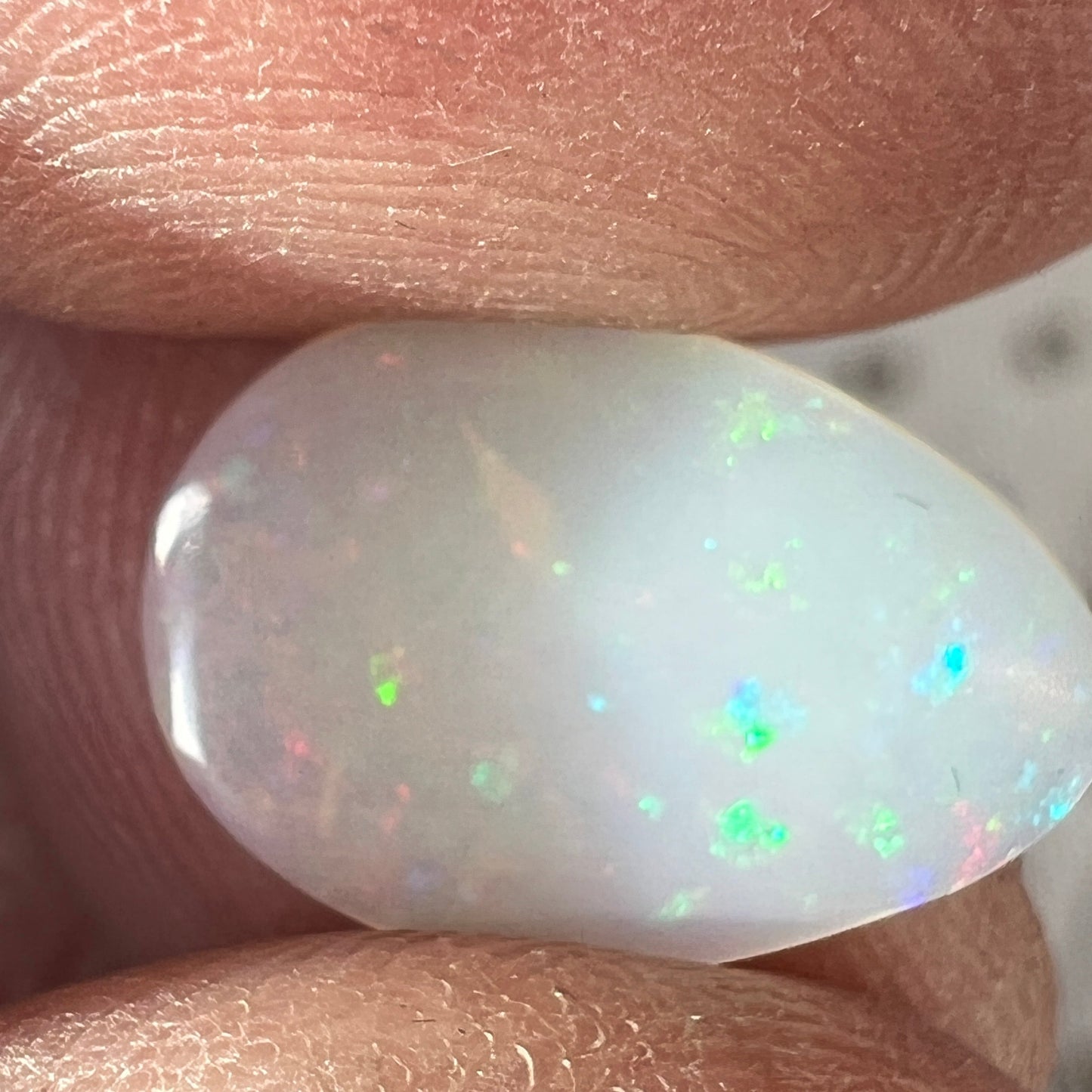 Coober Pedy solid crystal opal. Great cut and polish by Bill Johnson. Ready to set.