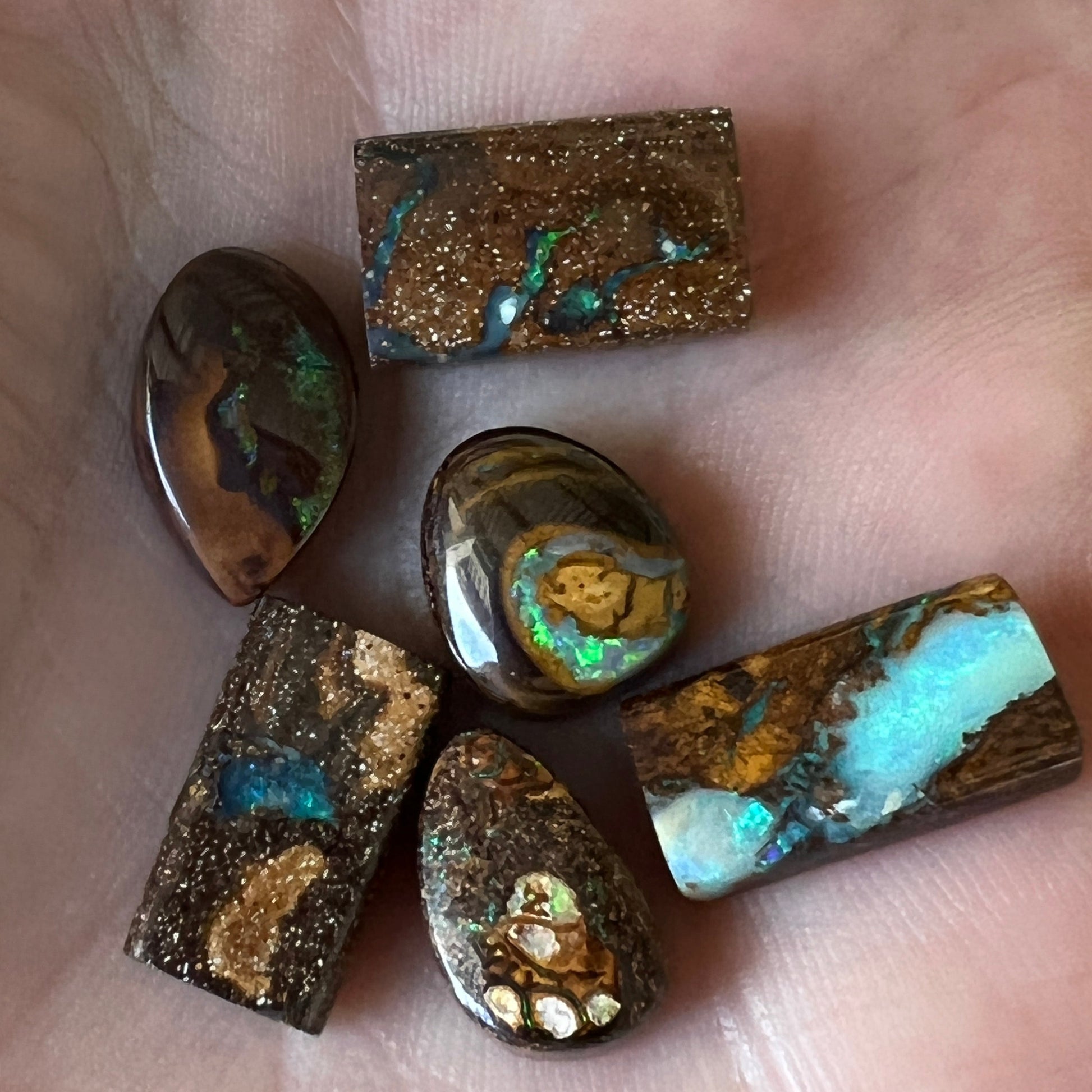 Beautiful boulder opal bundle from Winton. Cut and polished, ready for setting.