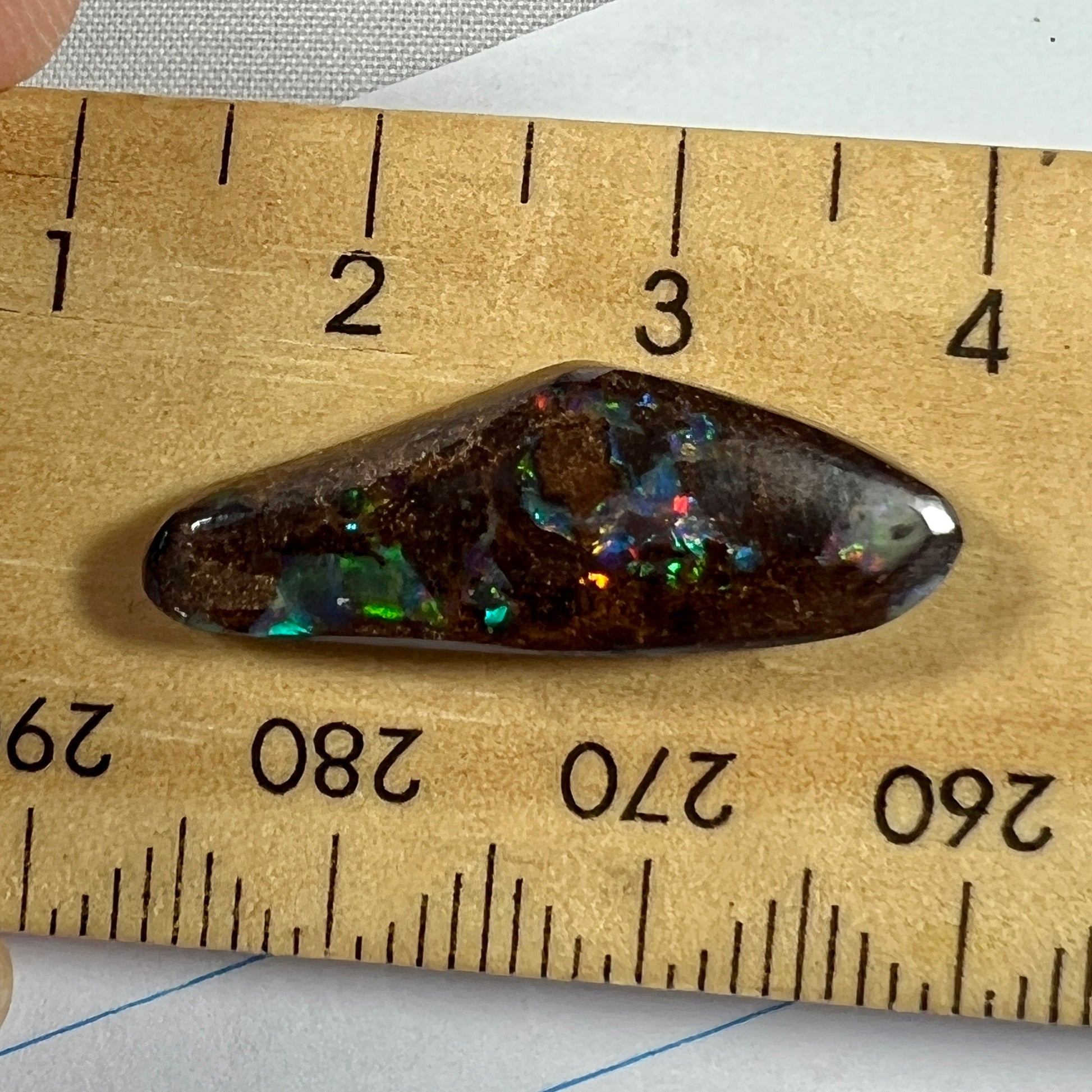 Nice little 9ct boulder opal from the outback mines of Opalton. Vivid colours.
