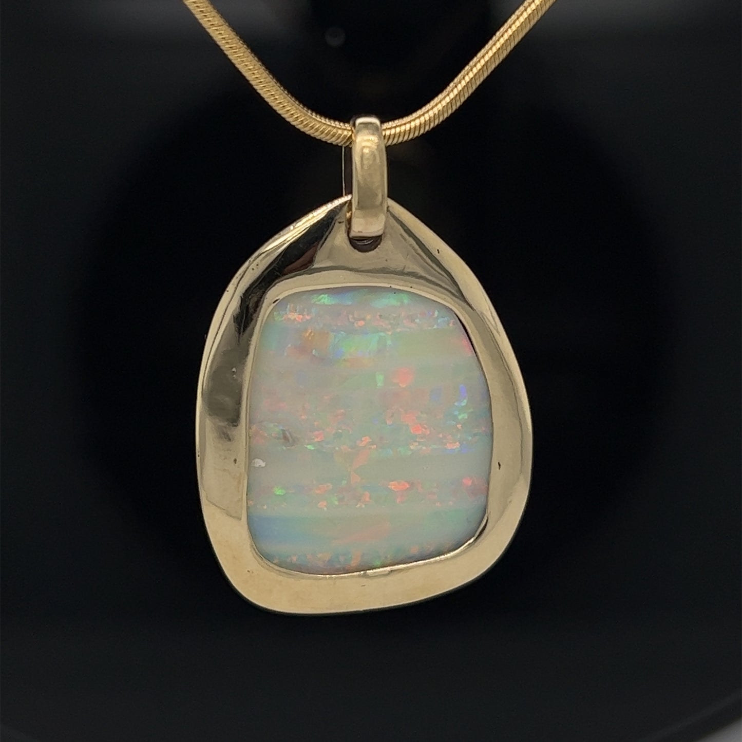 Solid Vertical Mulga Opal Gold Pendant
