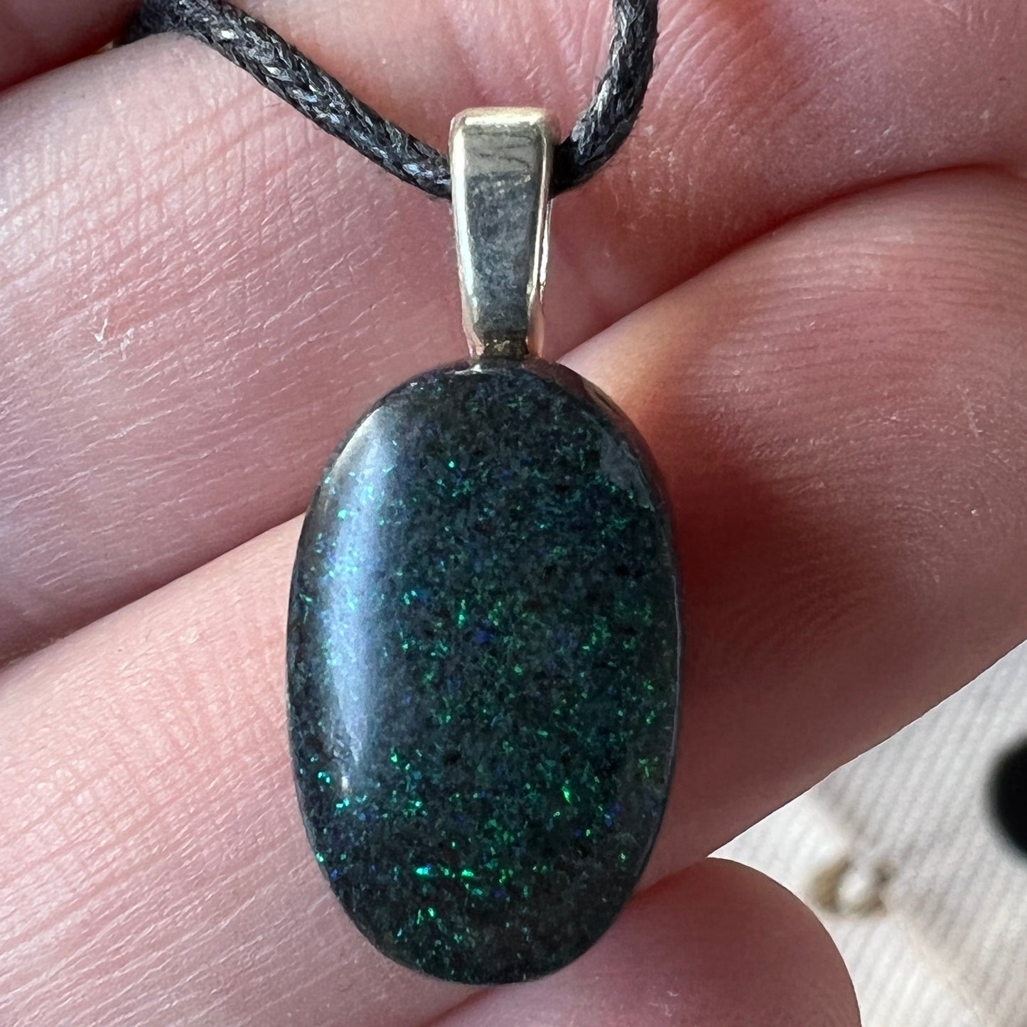 Andamooka Matrix opal pendant with great colours. Ready to wear.