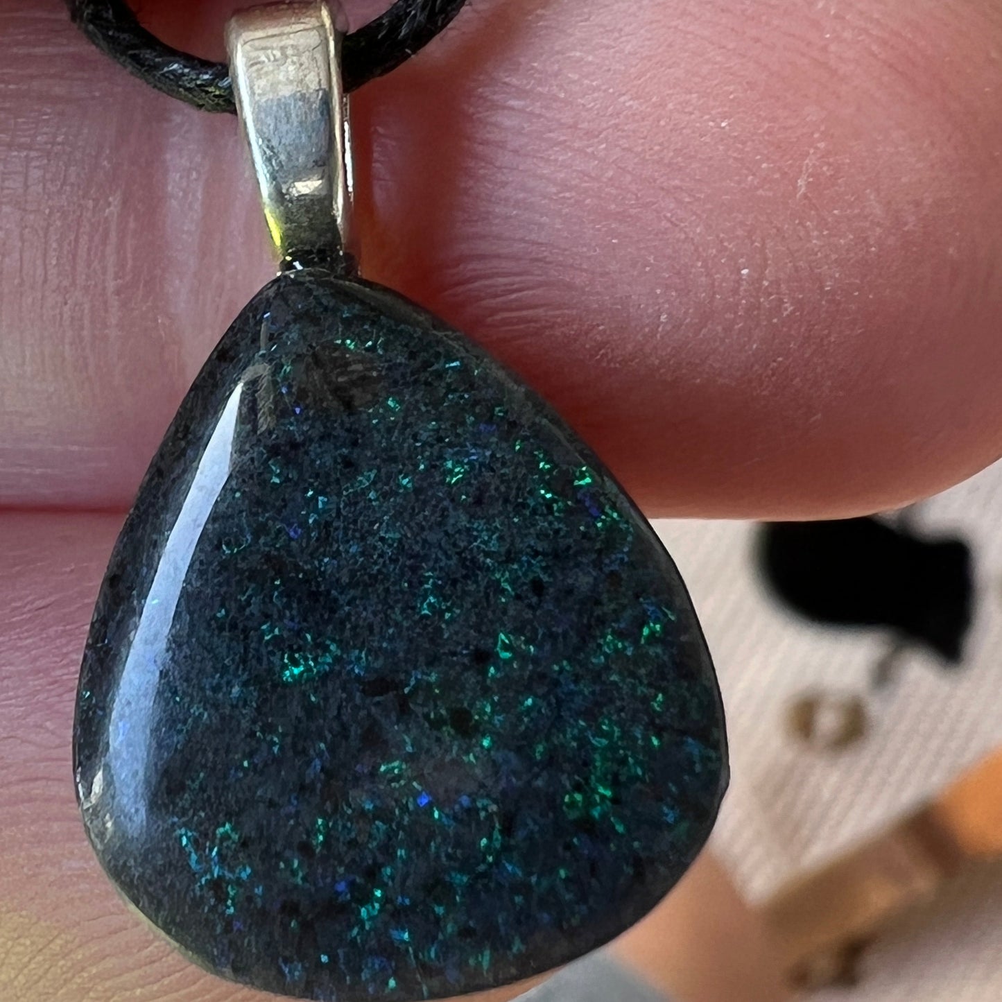 Andamooka Matrix opal pendant with a lovely display of colours. 