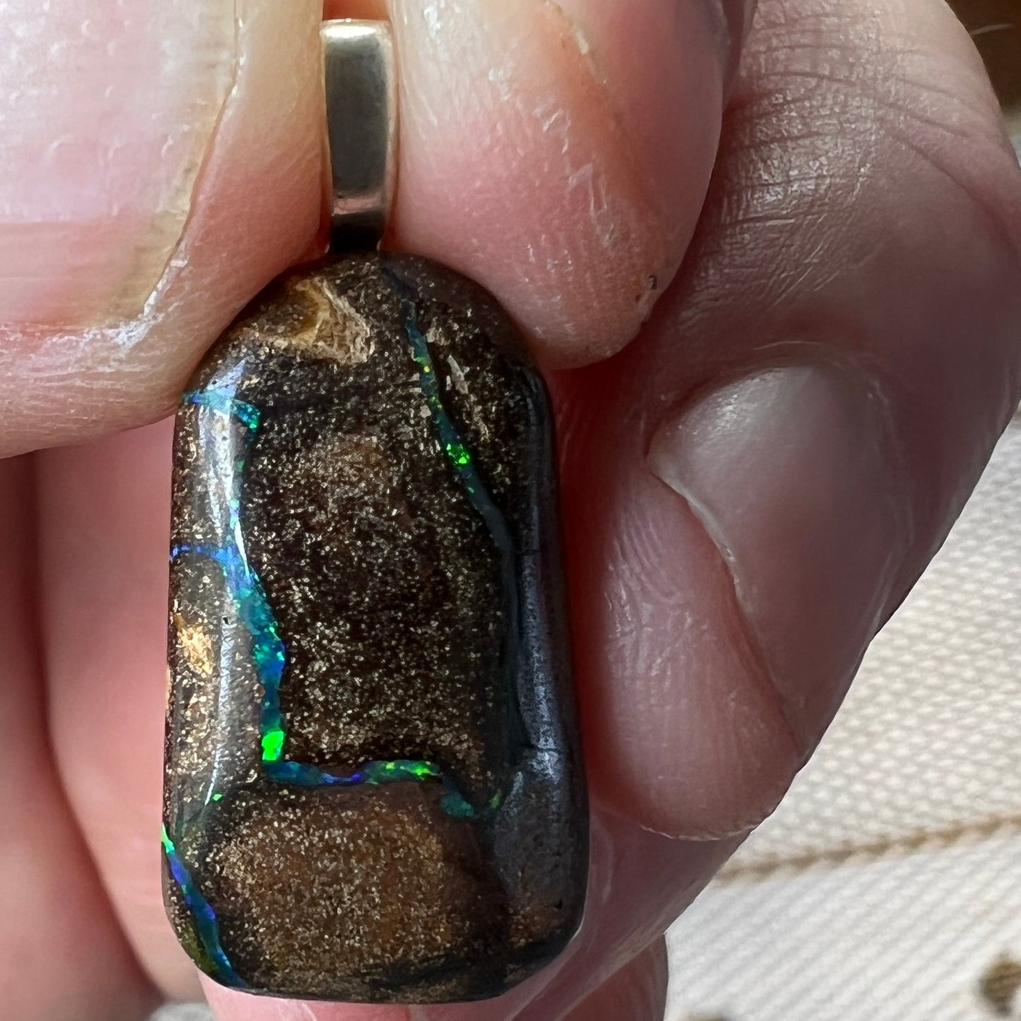 A nice piece of Winton Boulder opal. Lovely colours. Ready to wear.