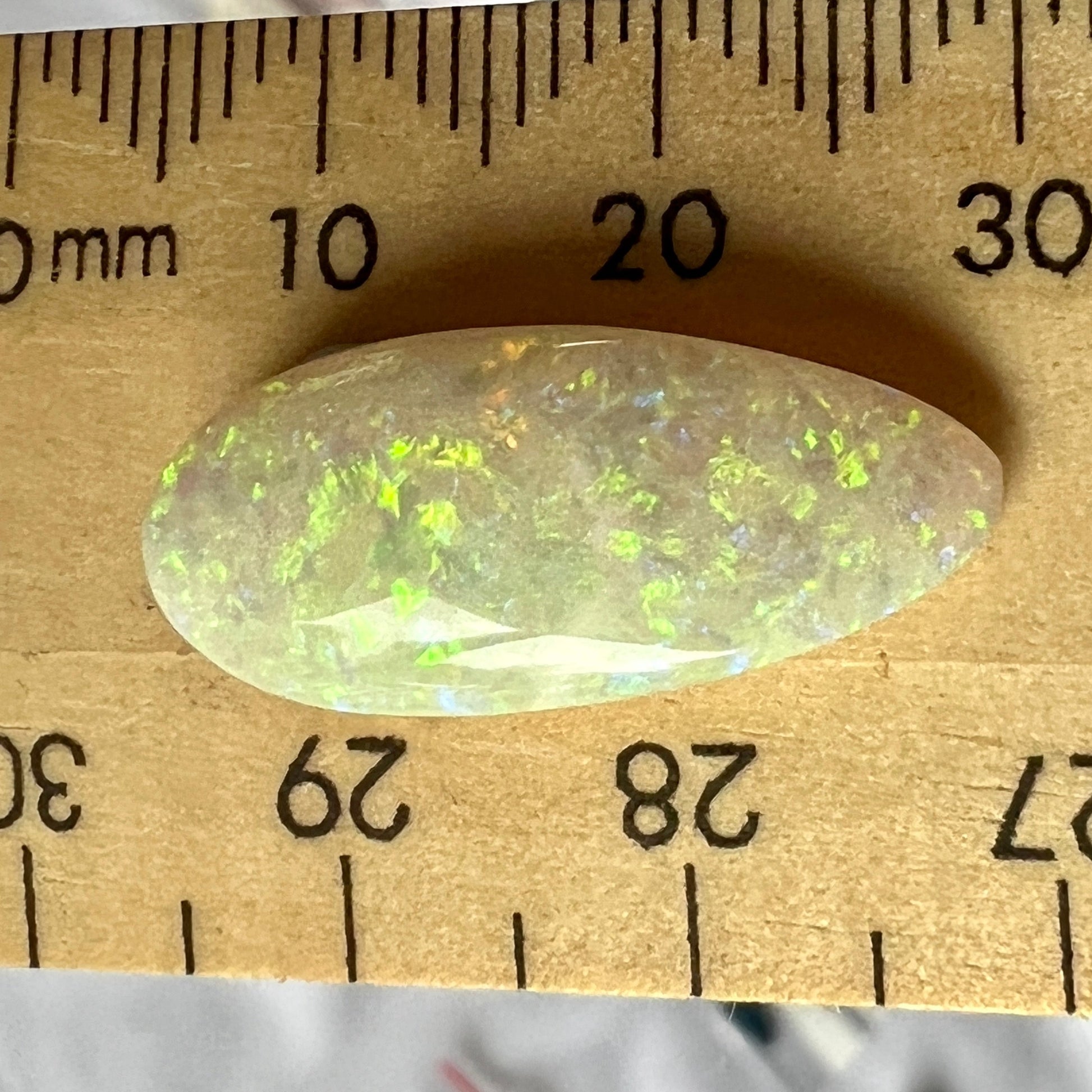 Teardrop shaped large Coober Pedy solid white opal. Ready for jewellery. 