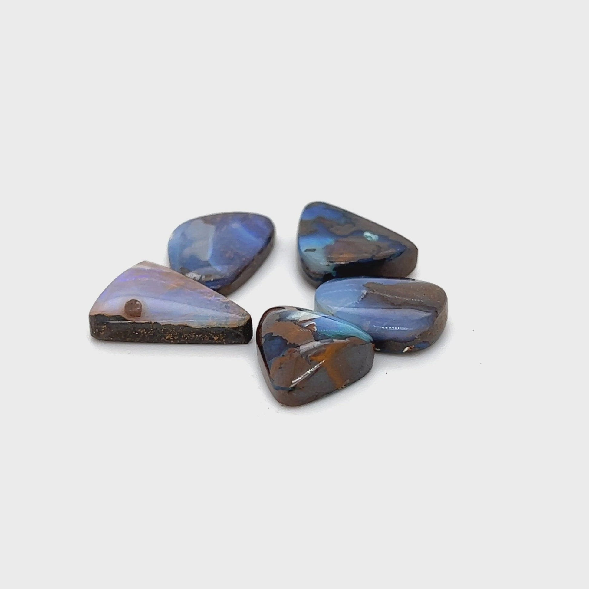 Great cut and polish on this bundle of five boulder opals. Perfect for rings or pendants.